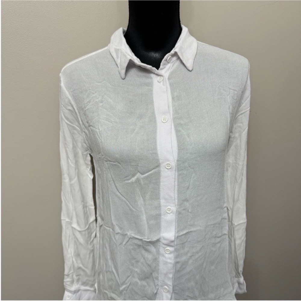 NWT Michael Lauren Women’s Crisp White Long Sleeve Button Up Shirt XS